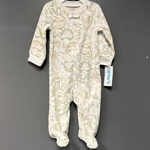 Carter's White and Green Dinosaur Footie